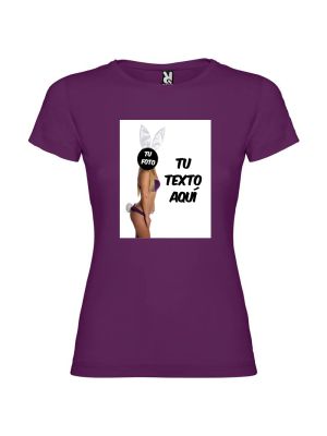 Camisetas despedida mujer de fiestas con tu foto diseÃ±o de conejita 100% algodÃ³n con impresiÃ³n vista 1