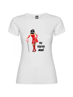 Camiseta blanca de despedida para mujer estampaciÃ³n de diablesa para personalizar vista 1