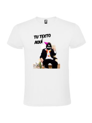 Camisetas despedida hombre blanca de fiesta con foto de borracho 100% algodÃ³n vista 1