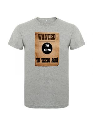 Camisetas despedida hombre de despedida estilo wanted con tu foto 100% algodÃ³n para personalizar vista 1