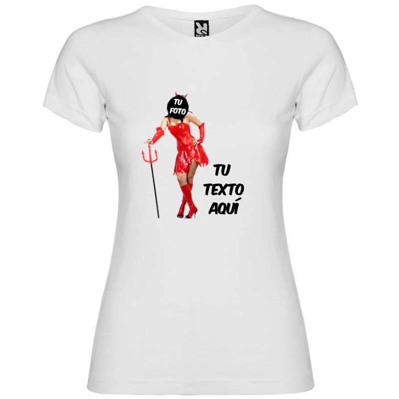 Camiseta blanca de despedida para mujer estampaciÃ³n de diablesa para personalizar vista 1