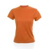 Camisetas técnicas tecnic plus mujer de poliéster naranja con publicidad vista 1
