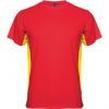 Camisetas técnicas roly tokyo de poliéster rojo amarillo vista 1
