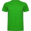 Camisetas técnicas roly montecarlo de poliéster verde helecho con logo vista 1