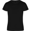 Camisetas técnicas roly camimera de poliéster negro con logo vista 1