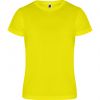 Camisetas técnicas roly camimera de poliéster amarillo con logo vista 1