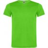 Camisetas manga corta roly akita de poliéster verde fluor con publicidad vista 1