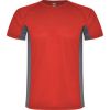 Camisetas técnicas roly shanghai de poliéster rojo plomo oscuro con publicidad vista 1