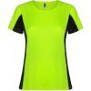 Camisetas técnicas roly shangai mujer de poliéster verde fluor negro vista 1