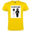 Camisetas despedida hombre de despedida en manga corta con diseño de novios bebes 100% algodón amarillo con impresión vista 1