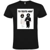 Camisetas despedida hombre de despedida en manga corta con diseño de novios bebes 100% algodón negro con impresión vista 1