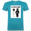 Camisetas despedida hombre de despedida en manga corta con diseño de novios bebes 100% algodón turquesa con impresión vista 1