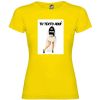 Camisetas despedida mujer para fiestas con su foto modelo novia con zapatillas 100% algodón amarillo vista 1