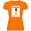 Camisetas despedida mujer para fiestas con su foto modelo novia con zapatillas 100% algodón naranja vista 1