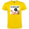 Camisetas despedida hombre de manga corta con diseño de muñeca hinchable 100% algodón amarillo con impresión vista 1