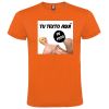 Camisetas despedida hombre de manga corta con diseño de muñeca hinchable 100% algodón naranja con impresión vista 1