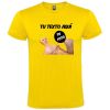 Camisetas despedida hombre para fiestas con diseño de muñeca hinchable troquelado 100% algodón amarillo vista 1