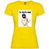 Camisetas despedida mujer ajustada con diseño de novia con bate para poner tu foto 100% algodón amarillo vista 1