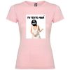 Camisetas despedida mujer ajustada con diseño de novia con bate para poner tu foto 100% algodón rosa claro vista 1