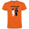 Camisetas despedida hombre con diseño de novios bebés sin fondo 100% algodón naranja vista 1
