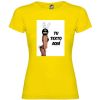 Camisetas despedida mujer de fiestas con tu foto diseño de conejita 100% algodón amarillo con impresión vista 1