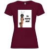 Camisetas despedida mujer de fiestas con tu foto diseño de conejita 100% algodón burgundy con impresión vista 1