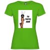 Camisetas despedida mujer de fiestas con tu foto diseño de conejita 100% algodón verde grass con impresión vista 1