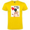 Camisetas despedida hombre para fiestas con diseño de muñeca hinchable y globo 100% algodón amarillo con impresión vista 1