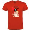 Camisetas despedida hombre con diseño troquelado de muñeca hinchable y globo 100% algodón rojo vista 1