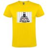 Camisetas despedida hombre con imagen de presidiario 100% algodón amarillo con impresión vista 1