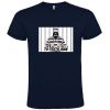 Camisetas despedida hombre con imagen de presidiario 100% algodón azul marino con impresión vista 1