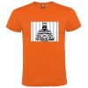 Camisetas despedida hombre con imagen de presidiario 100% algodón naranja con impresión vista 1
