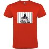 Camisetas despedida hombre con imagen de presidiario 100% algodón rojo con impresión vista 1